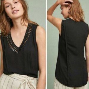 Maeve Anthropologie Womens LaVista Braided Tank Top Black Size Small